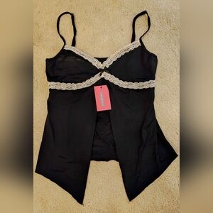 NWT Edikted Open Front Cami Top w Lace Trim.